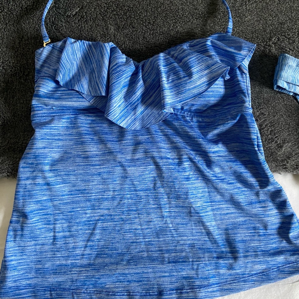 Target: Blue tankini swimsuit (top and bottom)